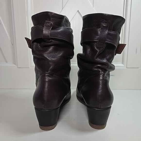 Eric Michael Womens Brown Leather Wedge Booties Handmade In Spain EU 40, US 9 - Picture 4 of 10